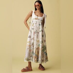 Anthropologie ALÉMAIS Anouk Colantoni Ballet Tie-Strap Midi Dress Sz 0 NWT